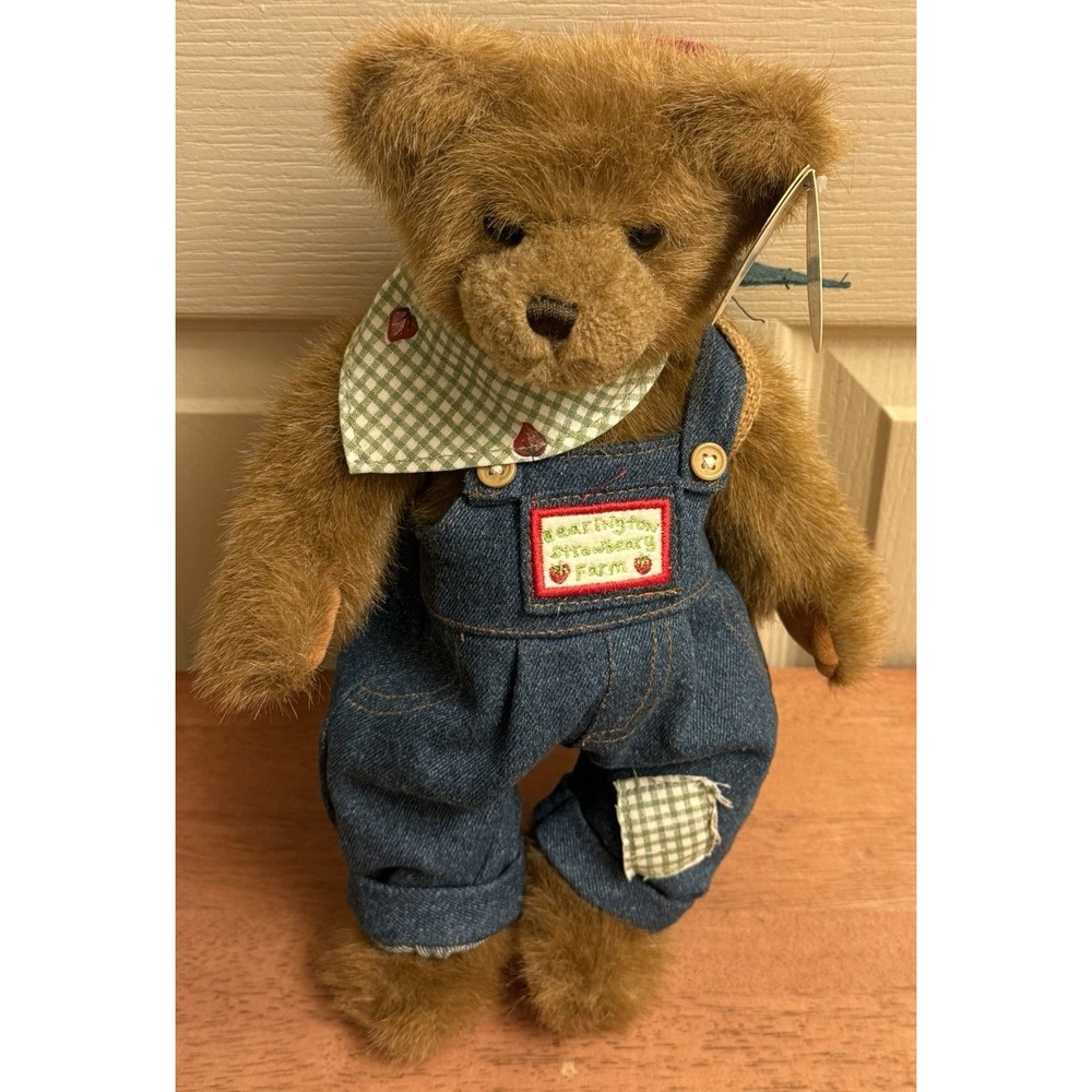 Bearington Huck L. Beary Plush Stuffed Bear 13" Strawberry Overalls #1541 Rare